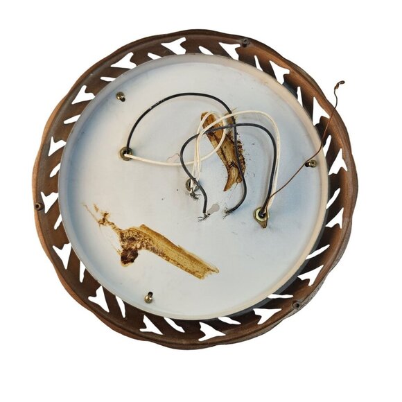 Vintage Ceiling Light Fixture Frosted Glass & Brass Dome With Floral Design 13 i - Picture 7 of 14